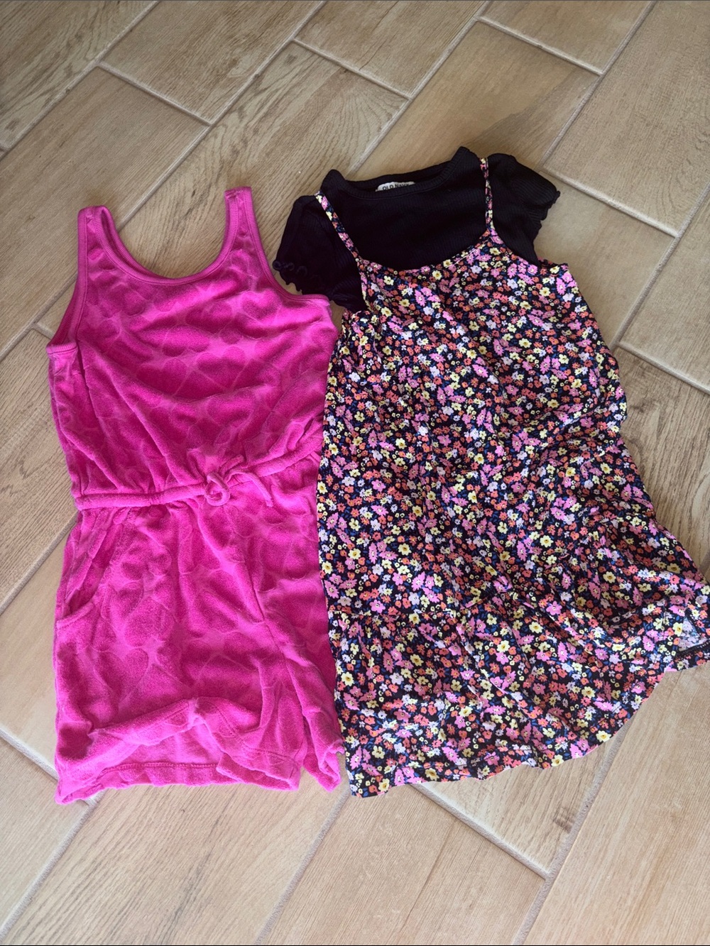 Girls Old Navy Layered Dress and Bright Pink Romper Set size 8